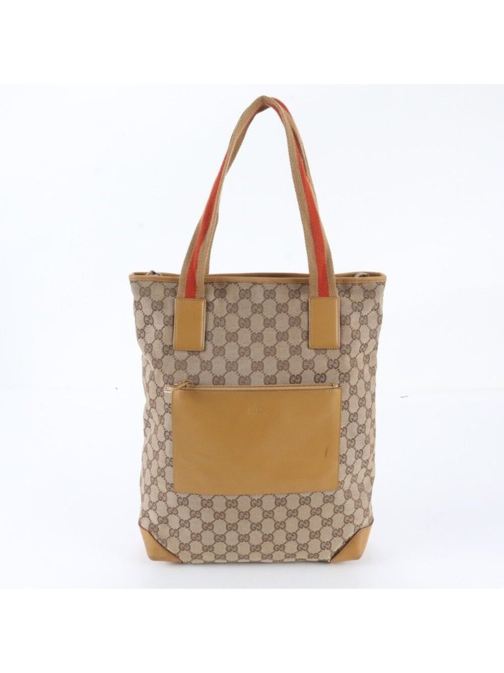 Gucci GG Canvas Leather Tote Shoulder Hand Brown